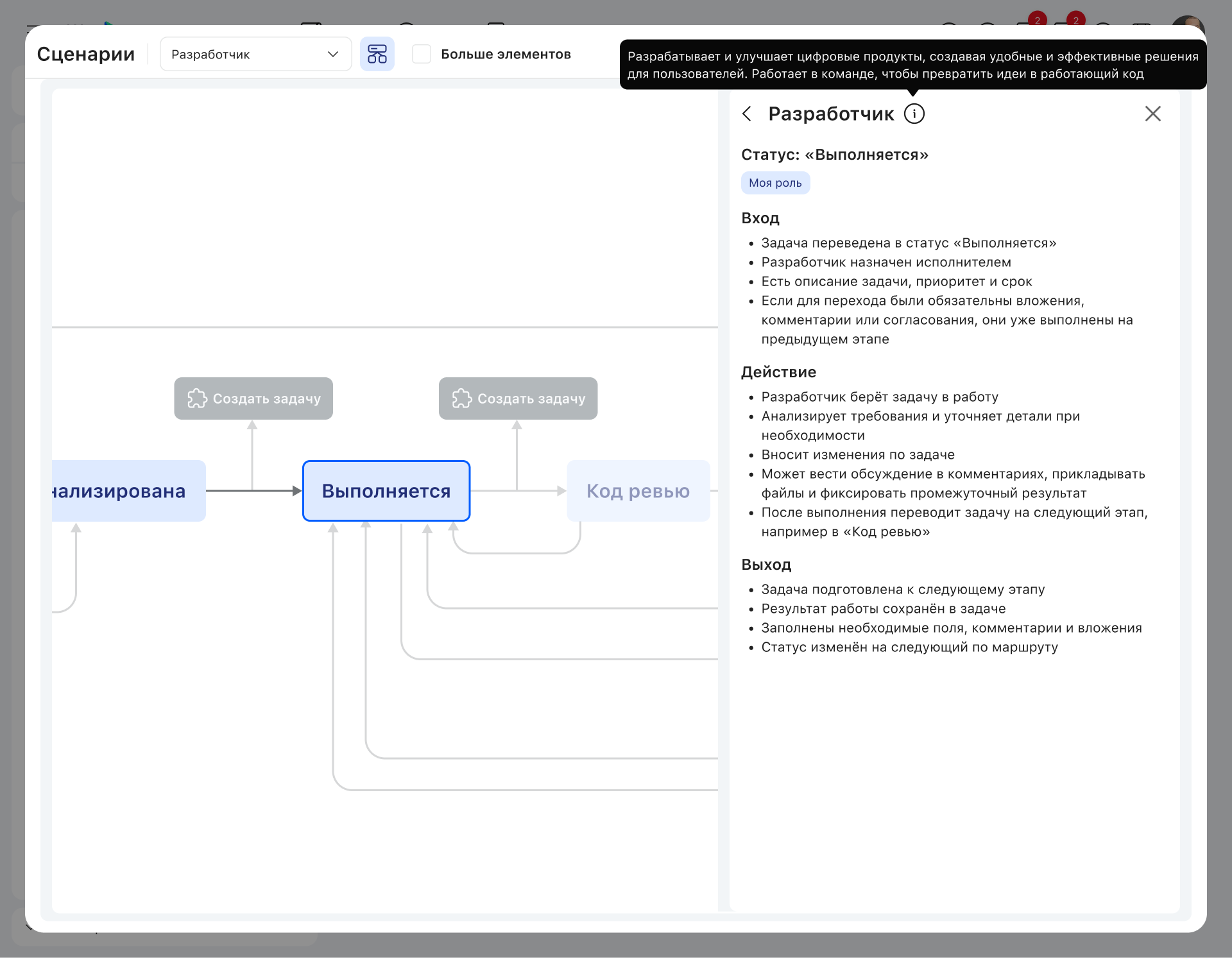Просмотр маршрута от имени роли в процессе